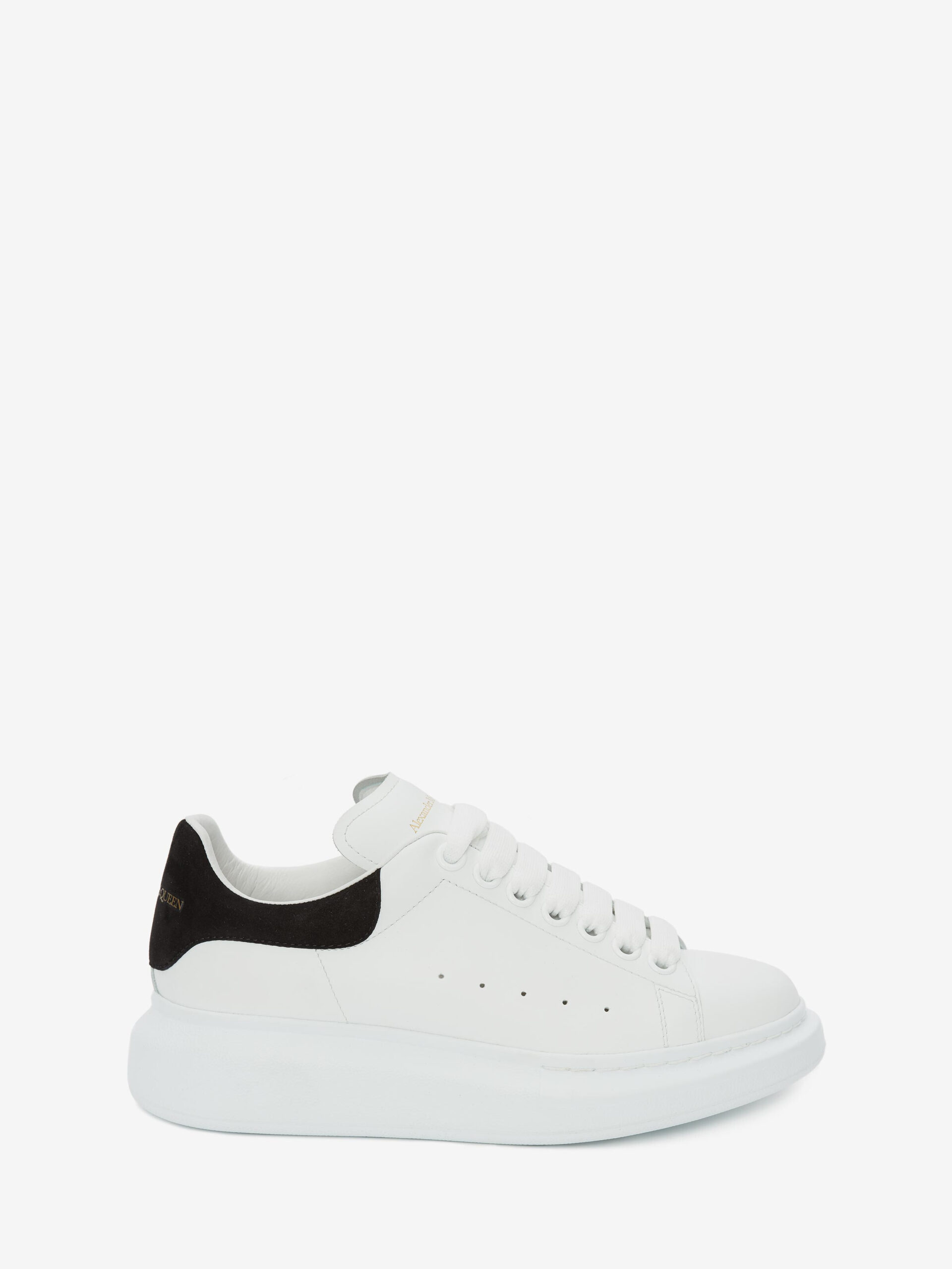 Alexander McQueen Women’s Oversized Sneaker in White & Black Leather Trainers