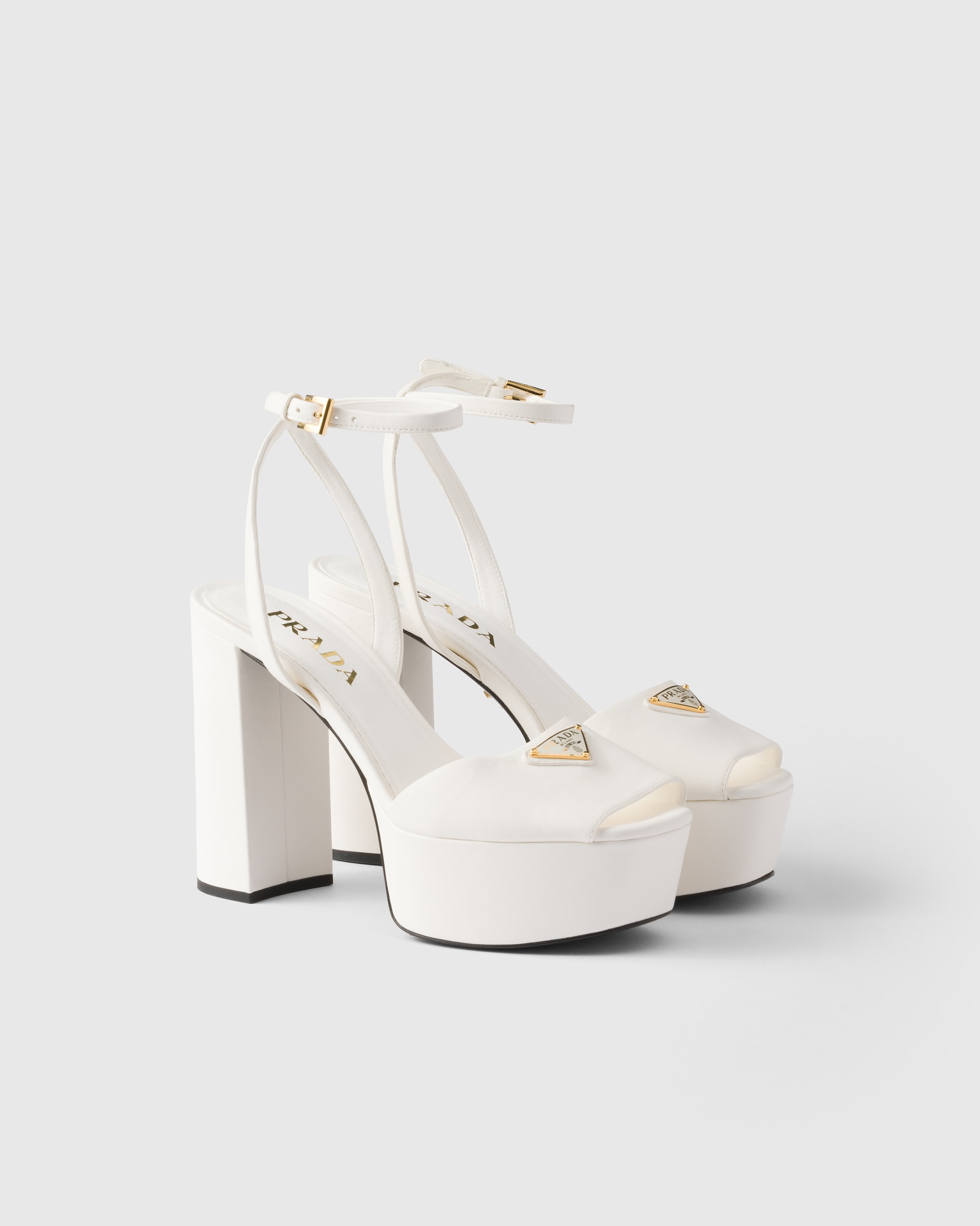Prada Ivory Nappa Leather Platform Sandals