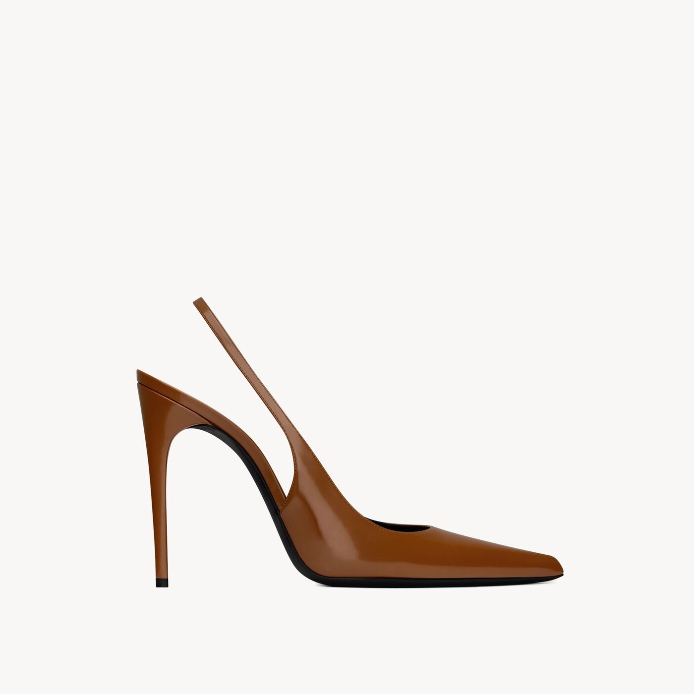 Saint Laurent Vendome Slingback Glazed Argile Leather Pumps