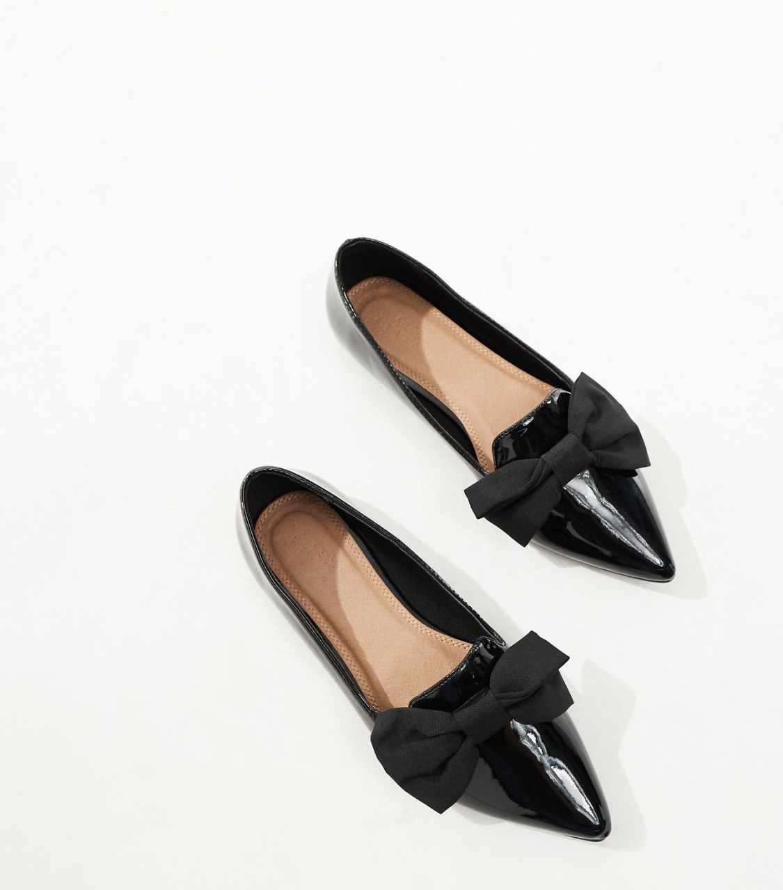 ASOS Design Wide Fit Lake Bow Pointed Black Ballet