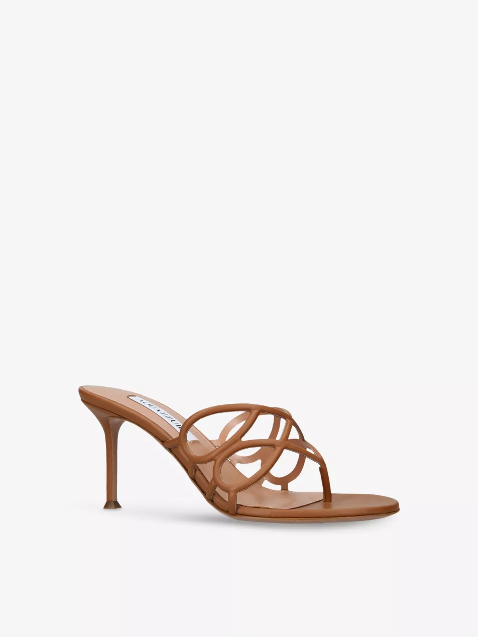 Aquazzura Infinito 75 Tan Leather Heeled Sandals