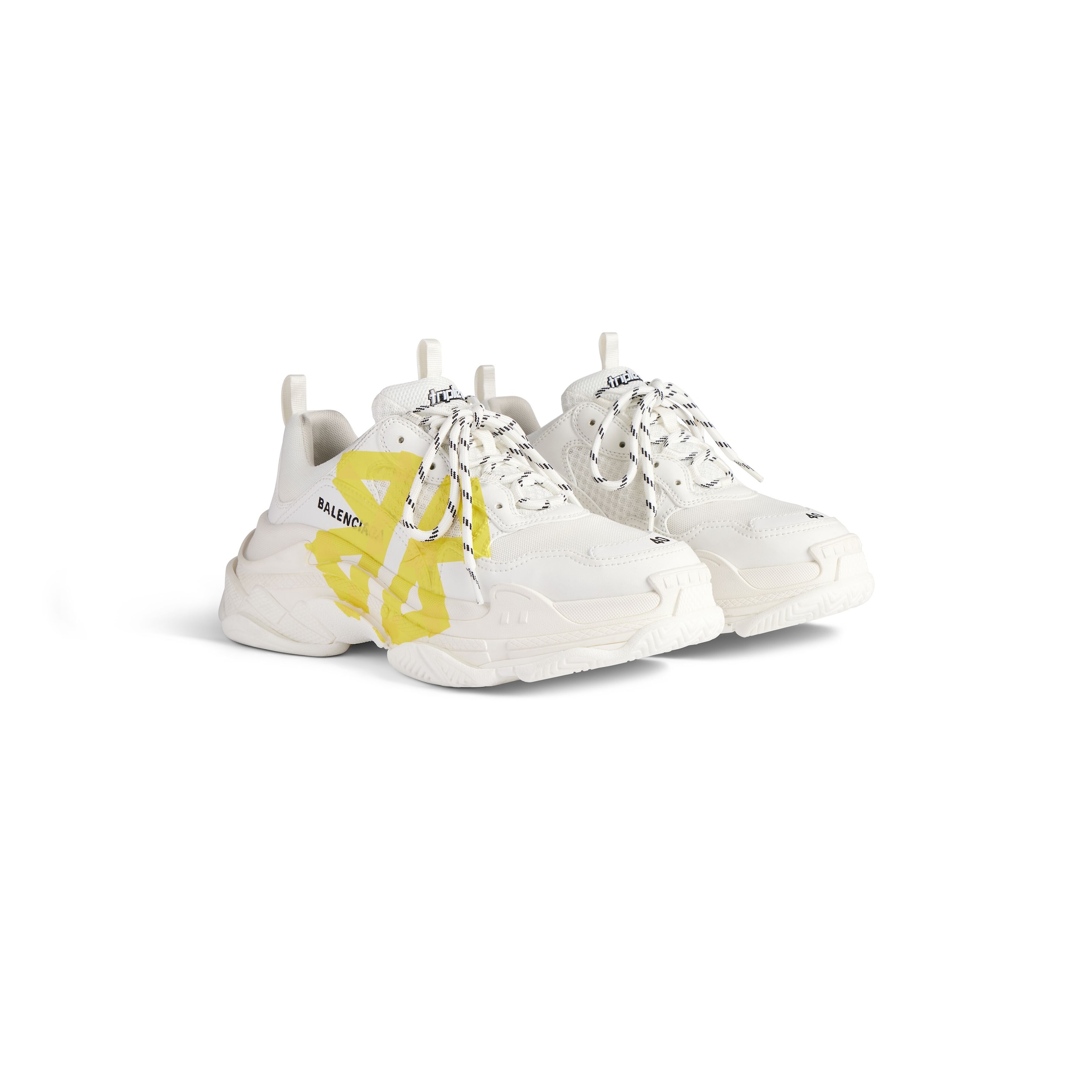 Balenciaga Triple S Tape Type White & Yellow Trainers