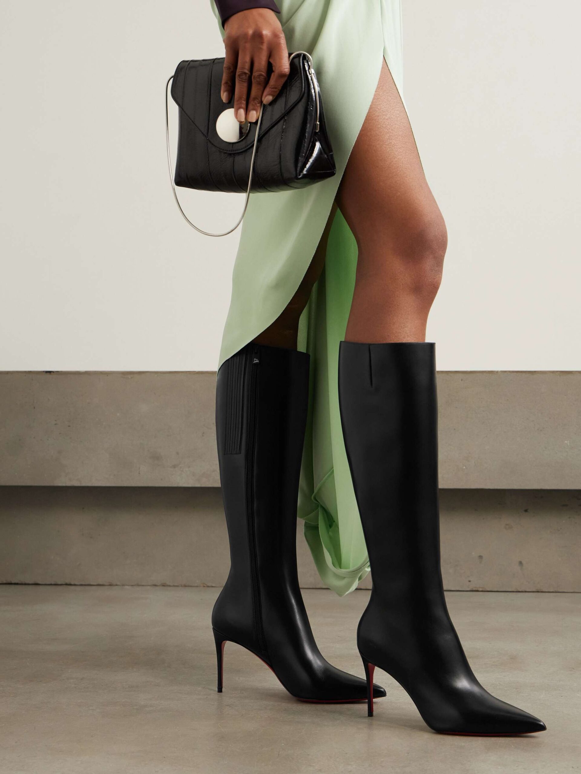 Christian Louboutin Kate Botta 85 Black Leather Knee Boots