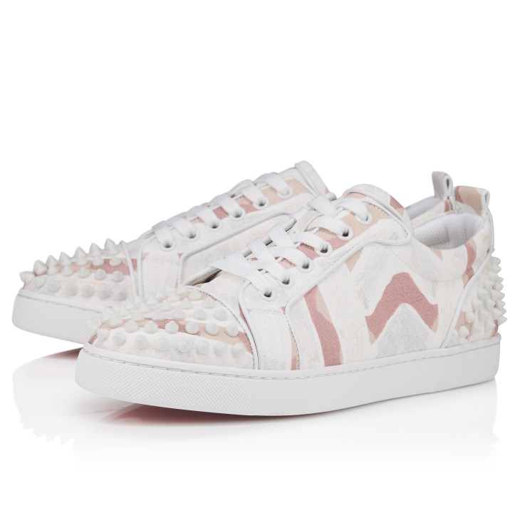 Christian Louboutin Louise Junior Spikes Gaagal Coated Canvas Sneakers