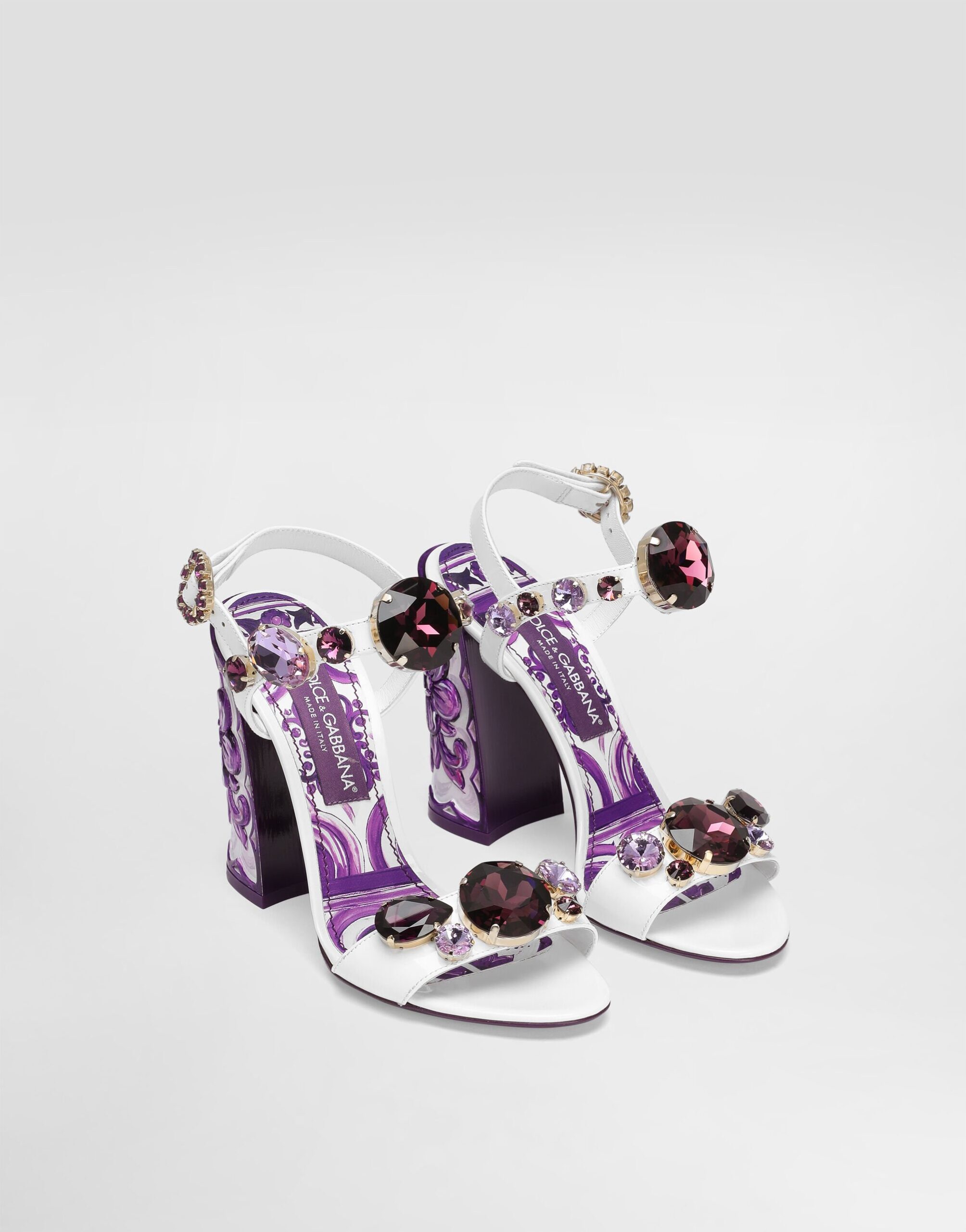 Dolce Gabbana Patent Leather Sandals with Jewel Emboidery