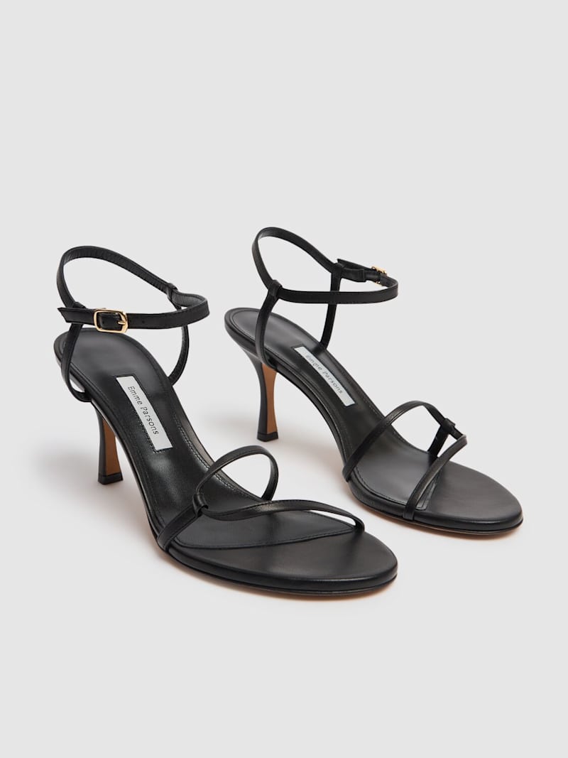Emme Parsons Loop Black Leather 80mm Sandals