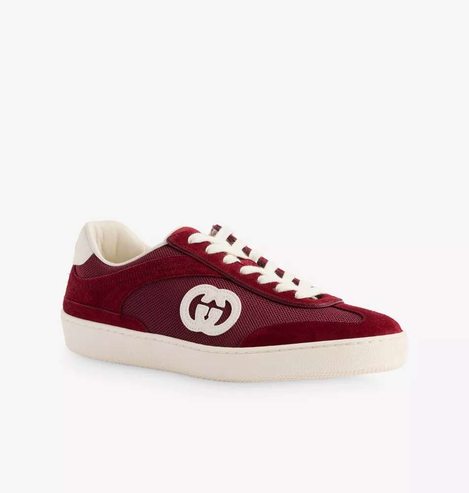 Gucci Interlocking G rosso Ancora Suede Trainers