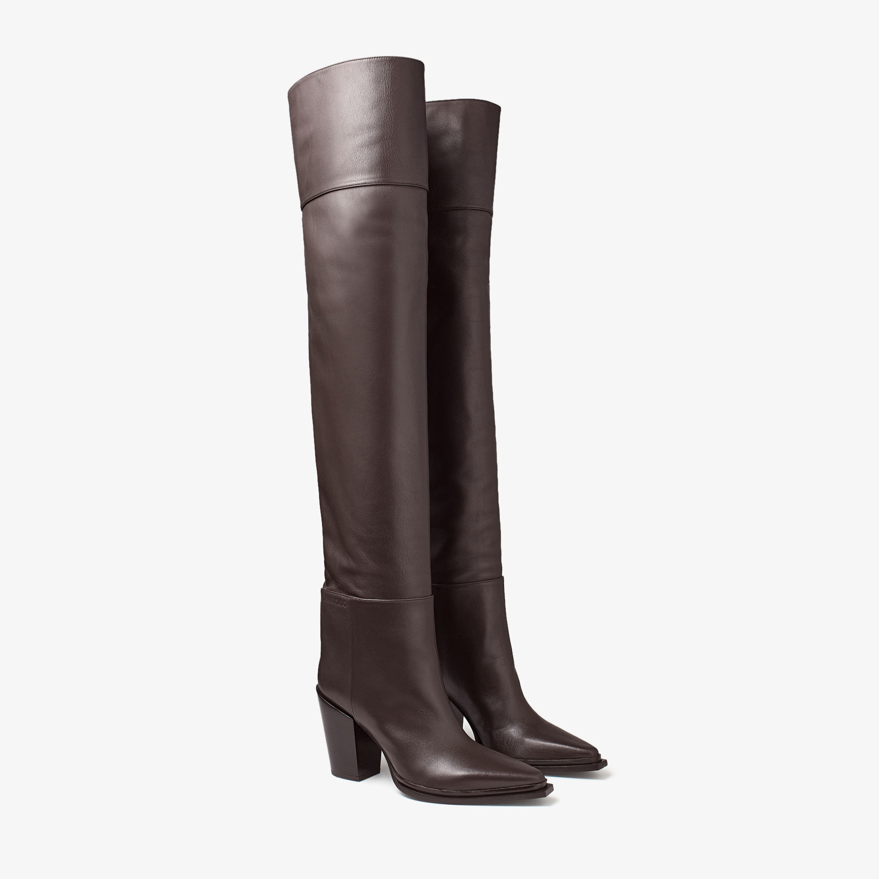 Jimmy Choo Cece 80 mm Coffee Leather Over-the-knee Boots