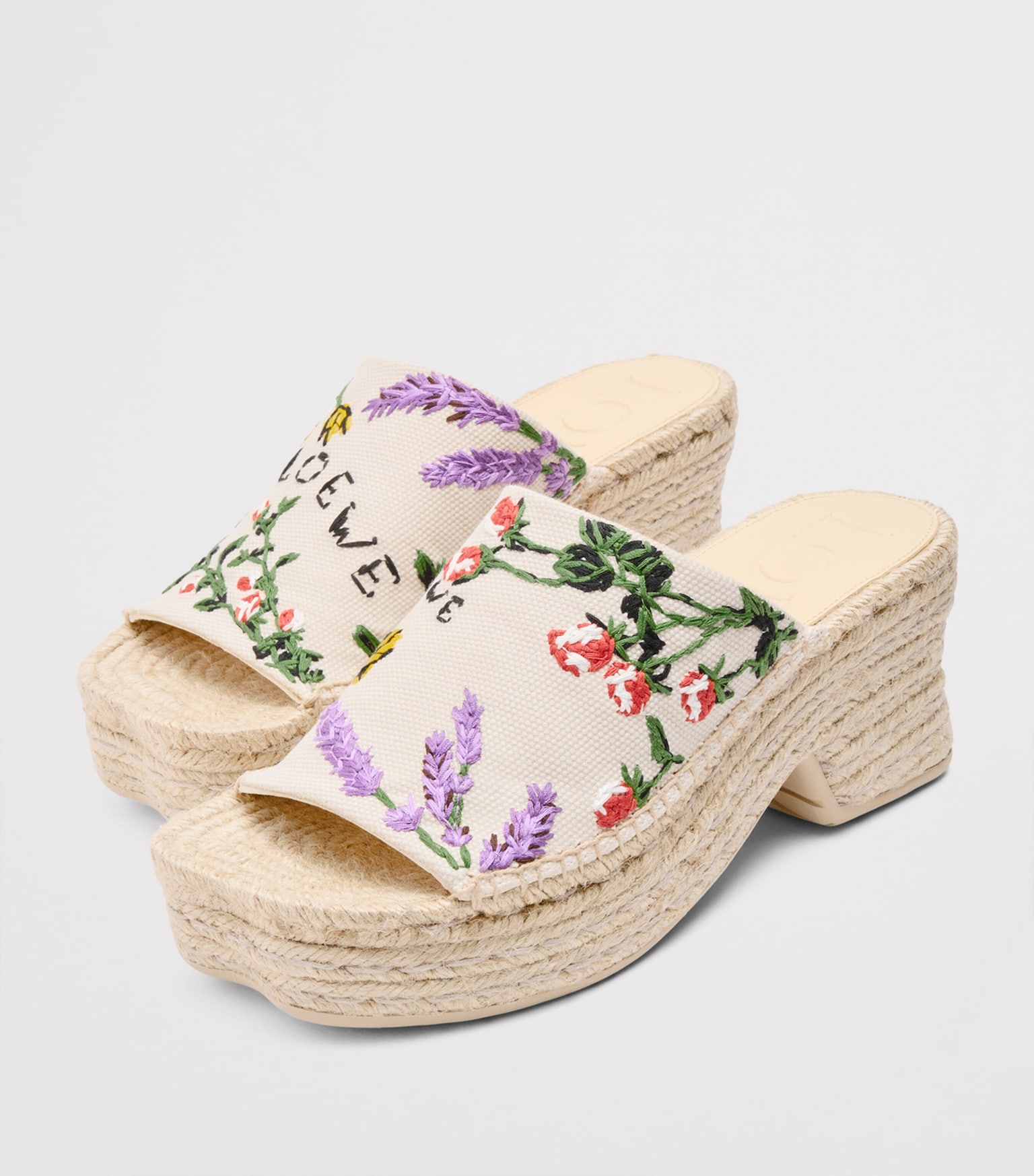 Loewe x Paula's Ibiza Embroidered Espadrille Cream Sandlas 80