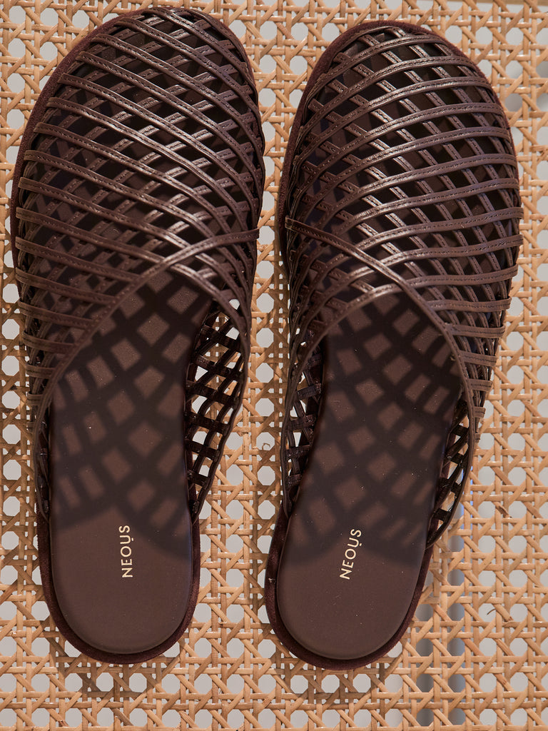 Neous Atik Woven Dark Chocolate Leather Mule