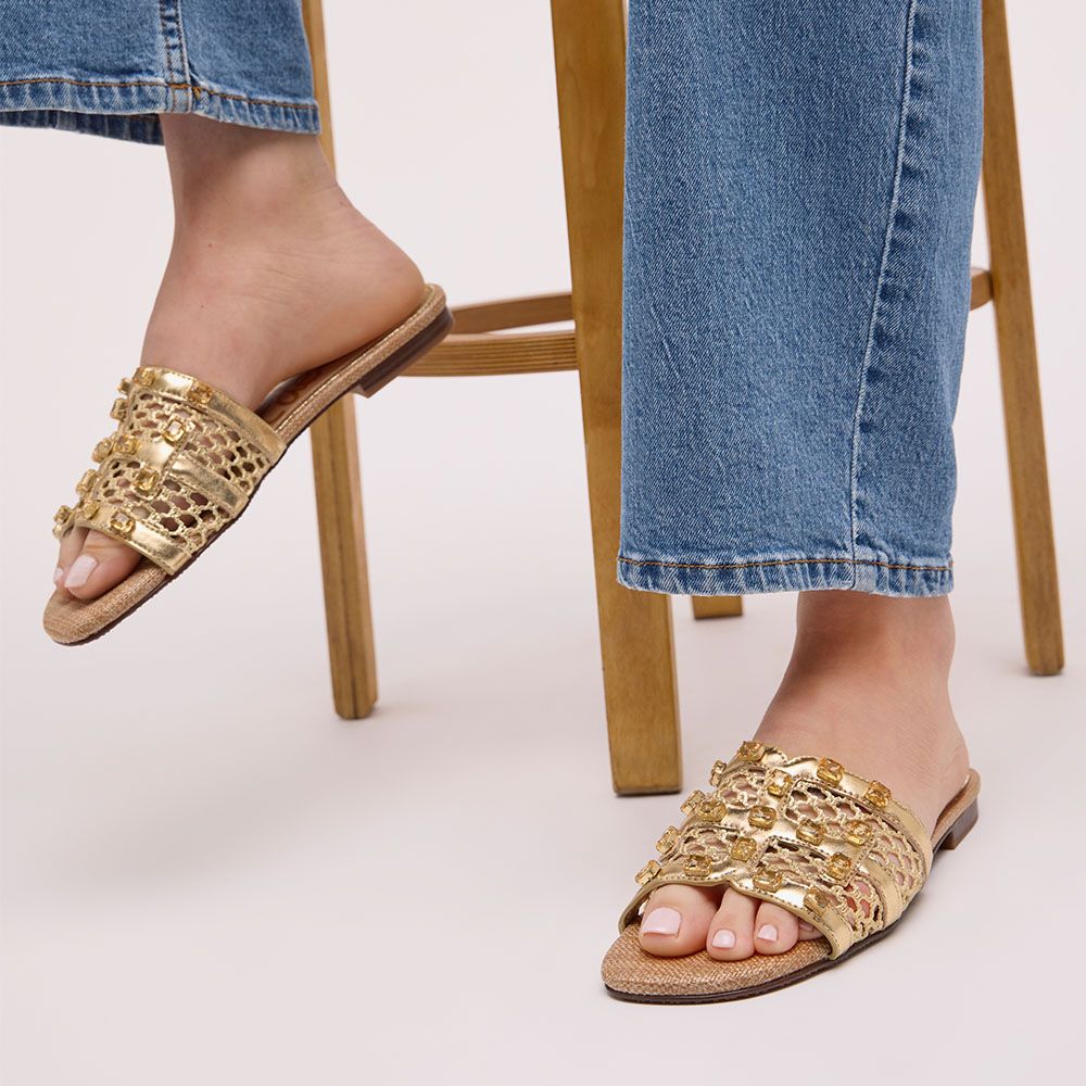 Sam Edelman Blaire Amber Gold Slide Sandals