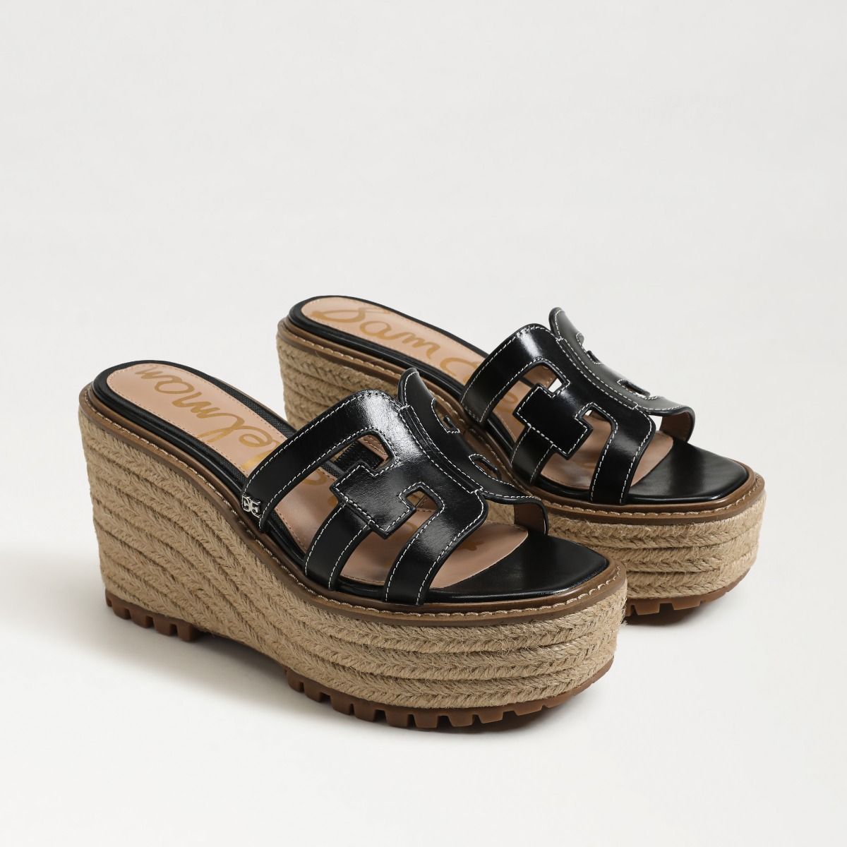 Sam Edelman Laine Black Espadrille Wedge Sandals