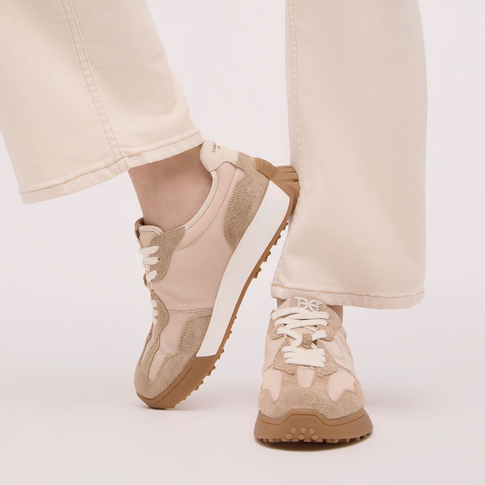 Sam Edelman Langley Lace Up Multi Tan Trainer Sneakers