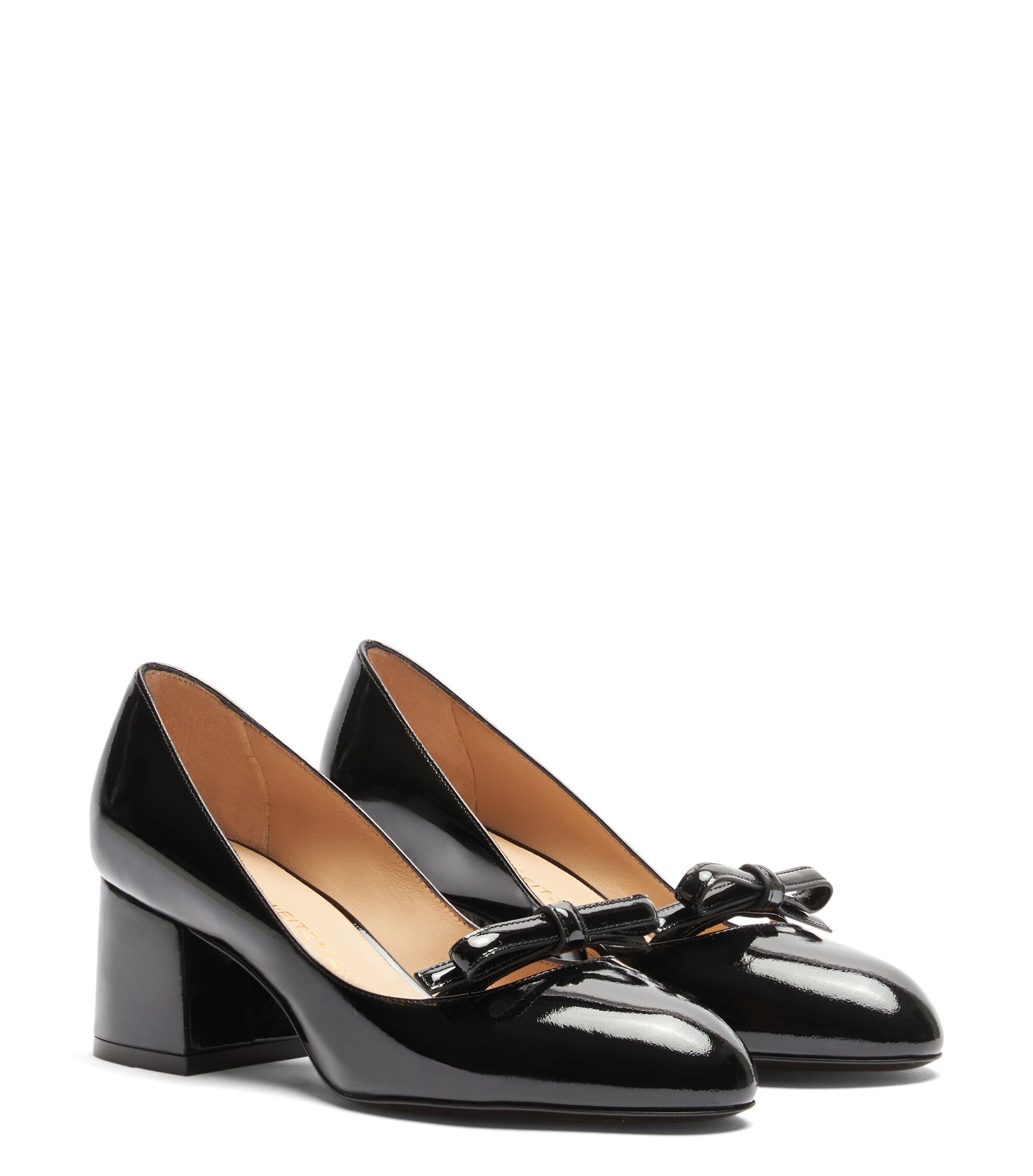Stuart Weitzman Felicity 60 Block Patent Black Pump