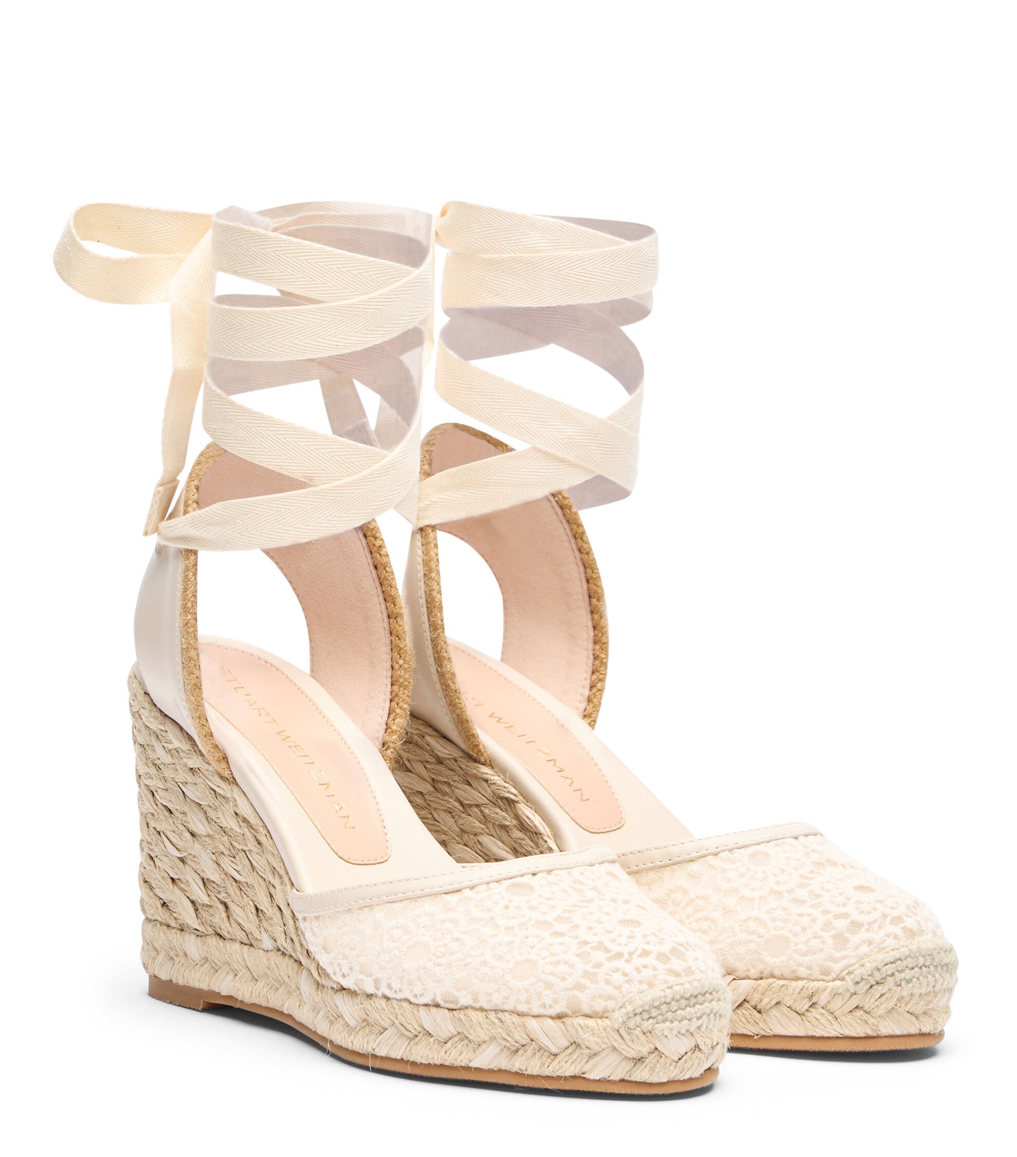 Stuart Weitzman Marguerita Linen & Natural Espadrille Wedge