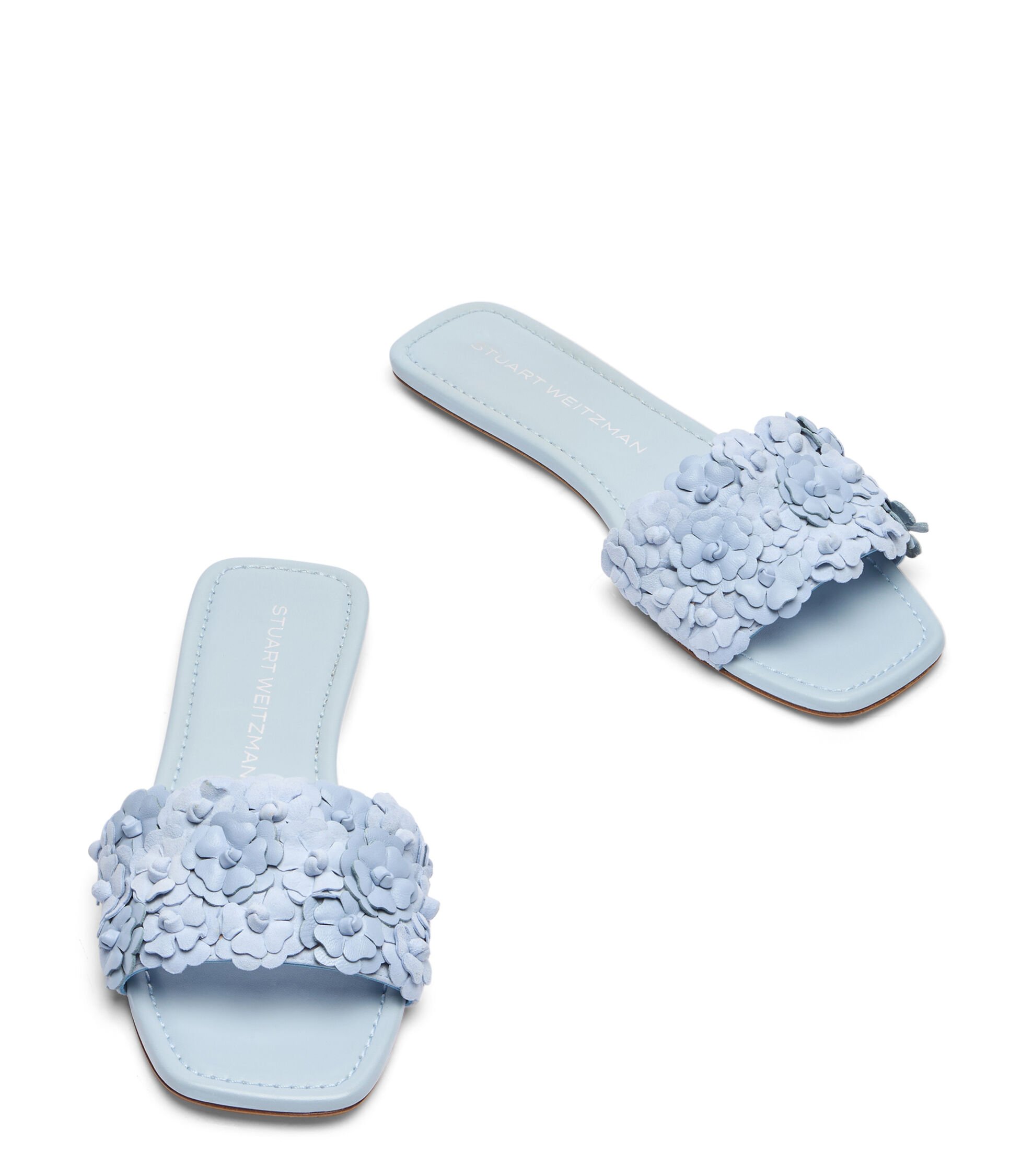 Stuart Weitzman Meadow Cielo Suede & Nappa Slide