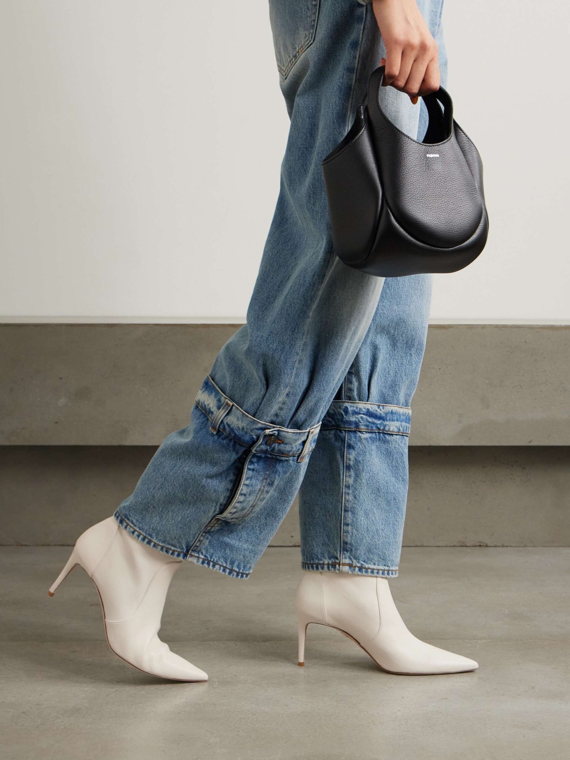 Stuart Weitzman Stuart Power Ivory Leather Ankle Boots