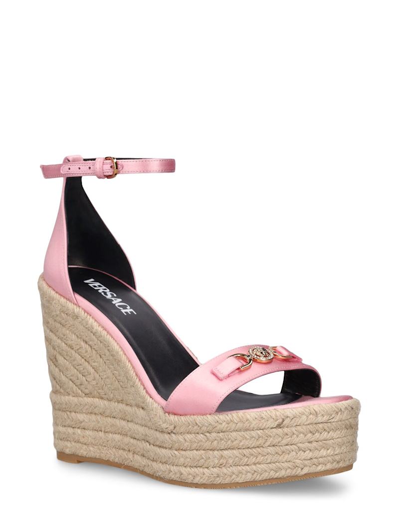 Versace 140mm Pink Satin Wedges Sandals