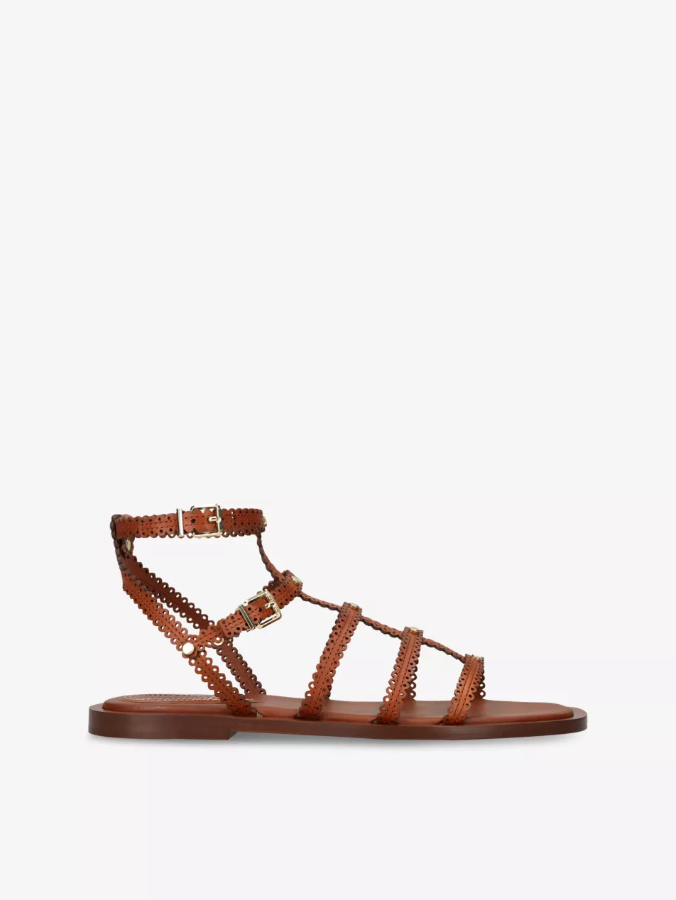 Zimmermann Goldie Flat Brown Leather Sandals