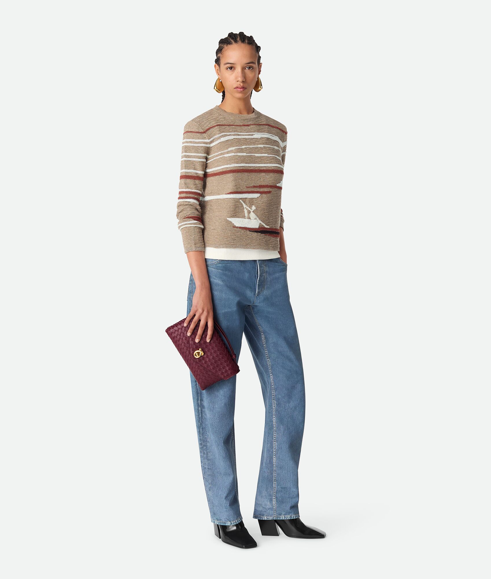 Bottega Veneta Knot Lock Barolo Leather Crossbody Bag