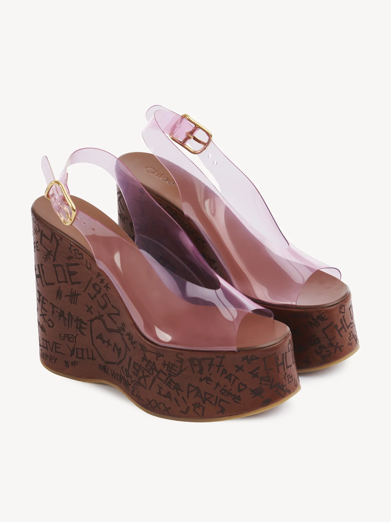 Chloé Maxime Pink Fizz Wedge Sandals