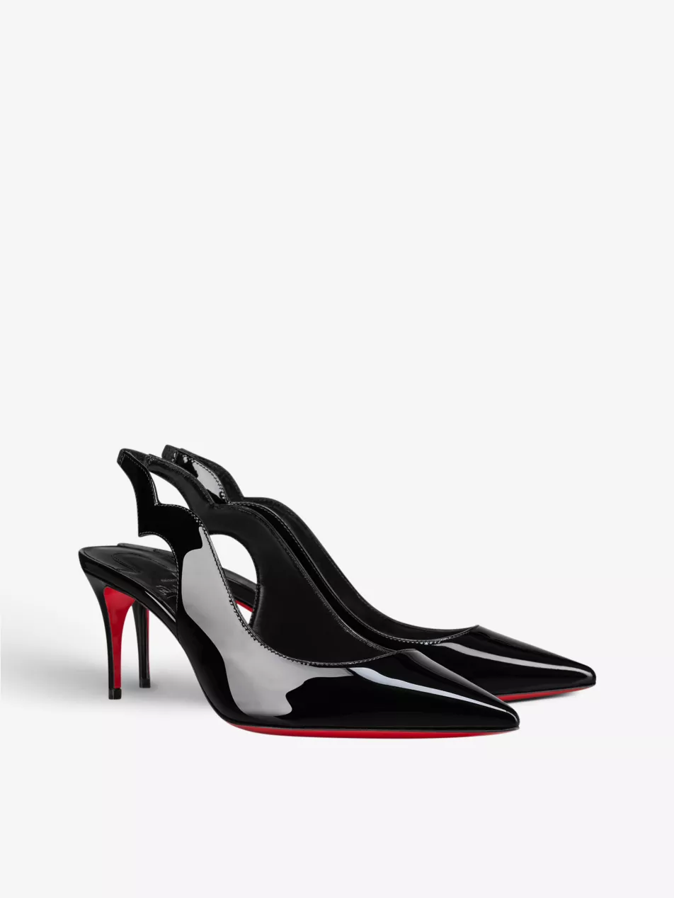 Christian Louboutin Hot Chick 70mm Black Patent Leather Slingback Pumps