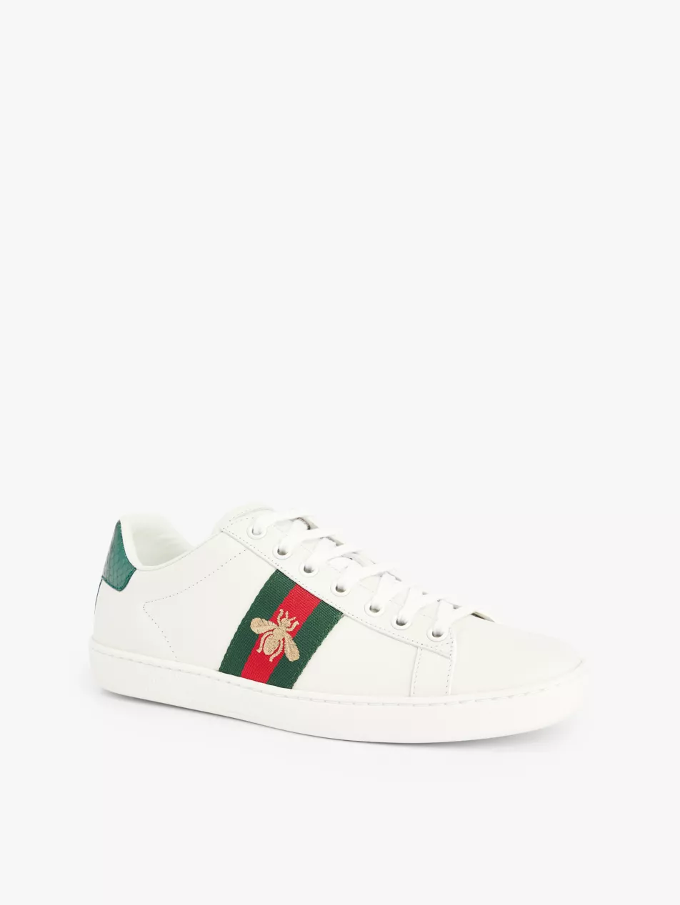 Gucci Ace Bee Embroidered Bianco Verd Leather Trainers