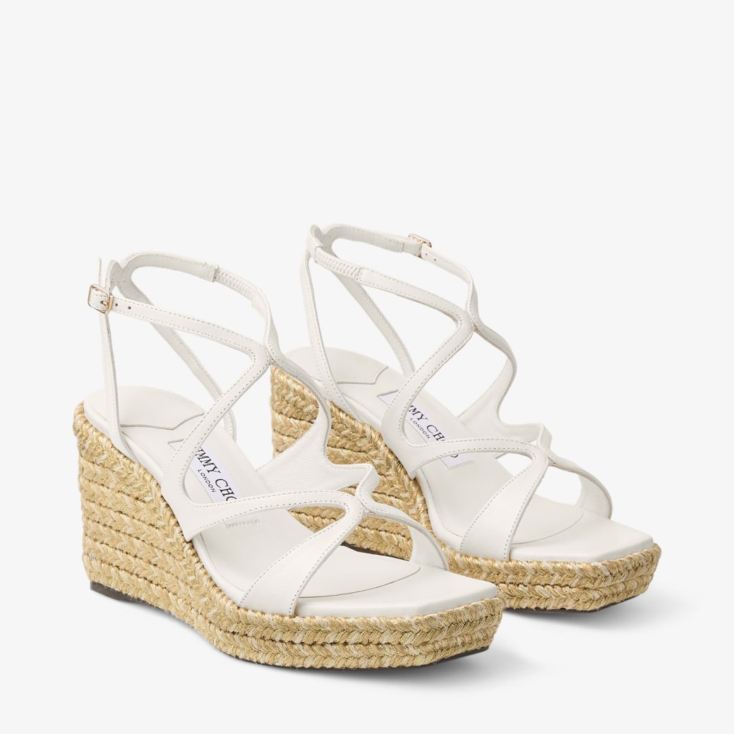 Jimmy Choo Ayla 85mm Latte Leather Wedges